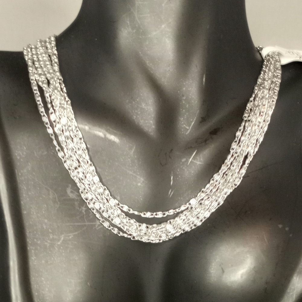 Multi Strand Silver Tone Necklace